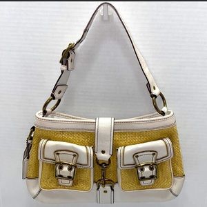RARE VINTAGE COACH Y2K Legacy Leather & Woven Straw Bag Purse